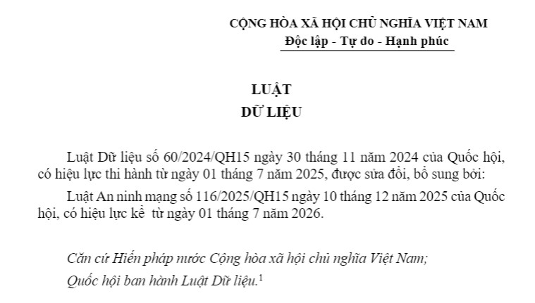 Văn bản hợp nhất Luật Dữ liệu mới nhất năm 2026