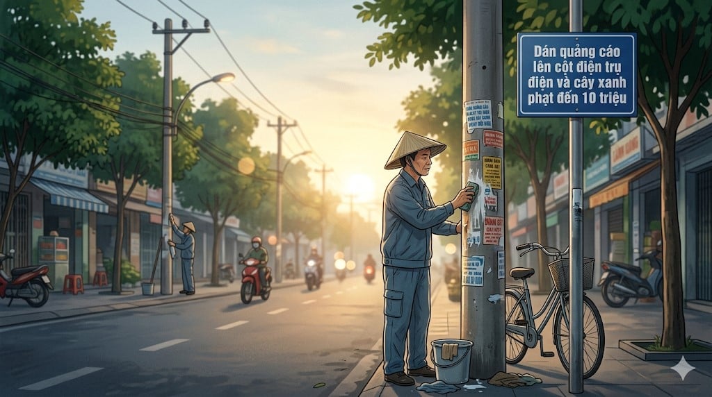 Dán quảng cáo lên cột điện trụ điện và cây xanh phạt đến 10 triệu từ 15/05/2026