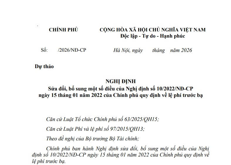 Đã có dự thảo Nghị định sửa đổi Nghị định 10/2022 về lệ phí trước bạ