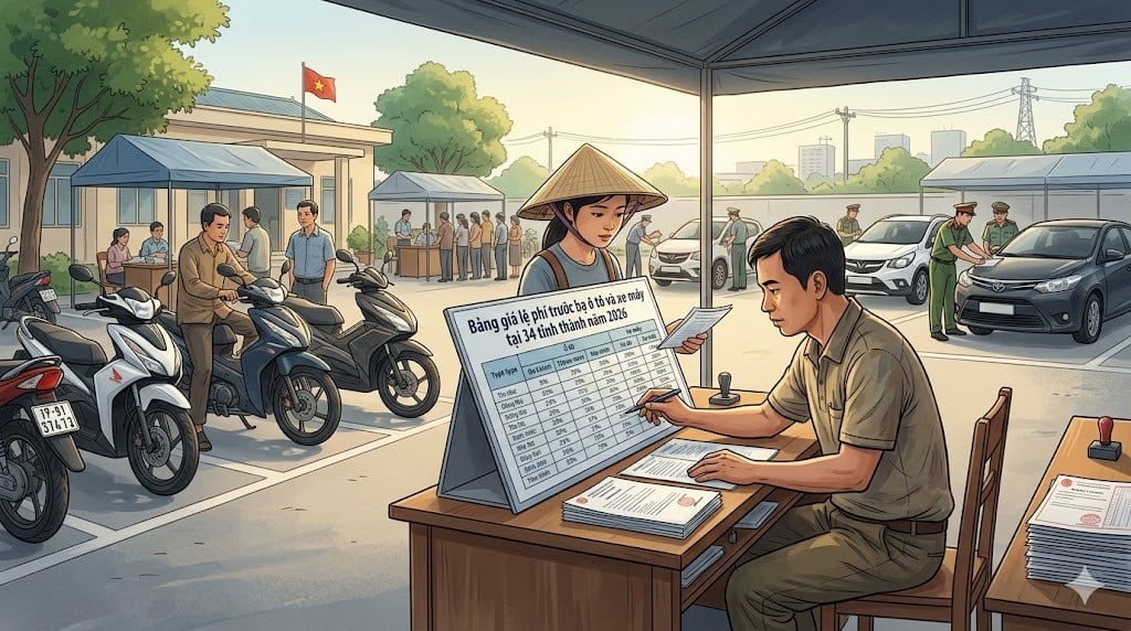 Bảng giá lệ phí trước bạ ô tô và xe máy tại 34 tỉnh thành năm 2026