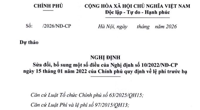 Cập nhật dự thảo Nghị định sửa đổi quy định về lệ phí trước bạ