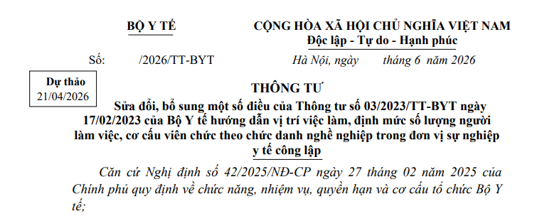 Đã có dự thảo Thông tư sửa đổi vị trí việc làm, cơ cấu viên chức tại Trạm Y tế
