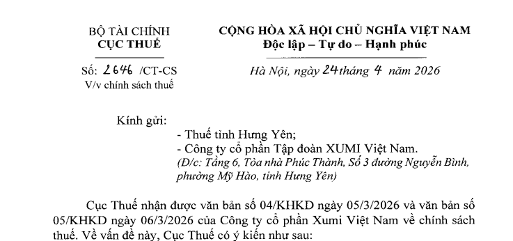 Công văn 2646/CT-CS: Hướng dẫn lập Bảng kê thu mua hàng hóa, dịch vụ mua vào