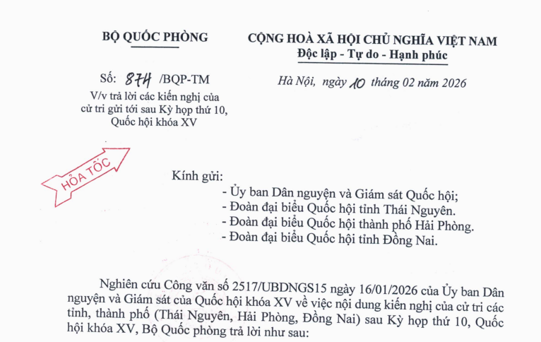 Công văn 874/BQP-TM : Biên chế công chức thuộc Ban Chỉ huy quân sự cấp xã cho địa phương 