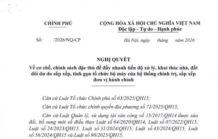 Đã có dự thảo Nghị quyết chính sách đặc thù để đẩy nhanh tiến độ xử lý nhà đất dôi dư do sáp nhập tỉnh thành 