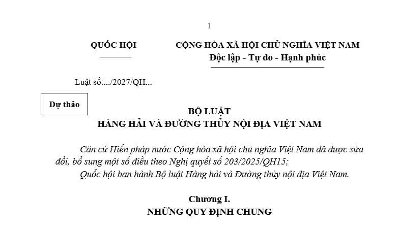 Đã có dự thảo Bộ luật Hàng hải và Đường thủy Việt Nam (sửa đổi)