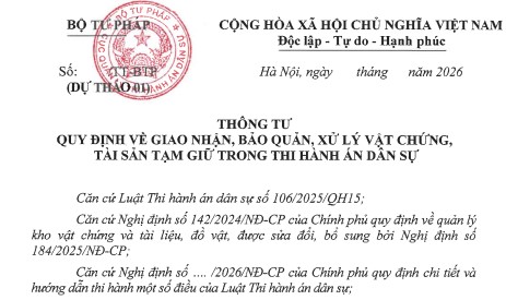 Dự thảo Thông tư xử lý vật chứng tài sản tạm giữ trong thi hành án dân sự