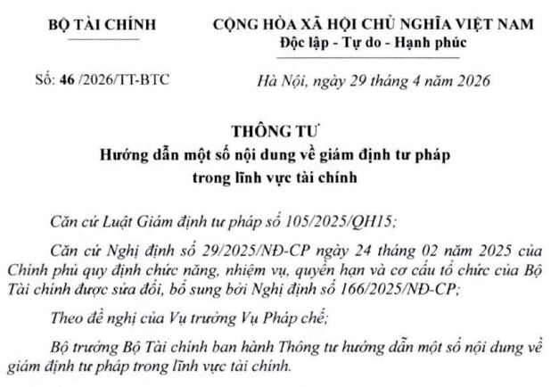 Đã có Thông tư 46/2026/TT-BTC giám định tư pháp trong lĩnh vực tài chính