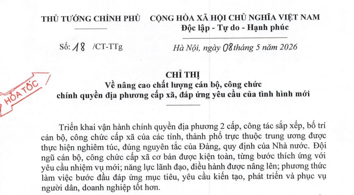 Đã có Chỉ thị 18/CT-TTg về nâng cao chất lượng cán bộ công chức cấp xã