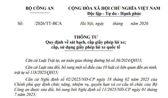 Dự thảo Thông tư thay thế Thông tư 12 về sát hạch cấp GPLX mới nhất