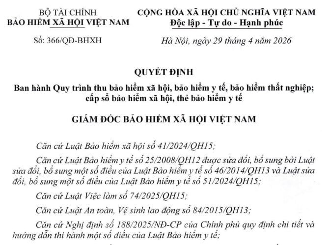 Toàn văn Quyết định 366/QĐ-BHXH quy trình thu BHXH, BHYT, BHTN