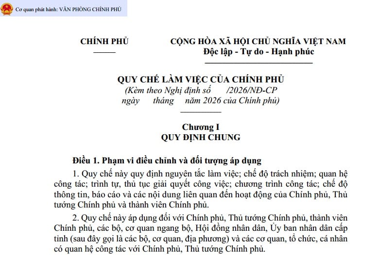 Dự thảo Nghị định Quy chế làm việc của Chính phủ
