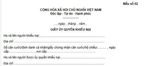 [Tải về] Mẫu giấy ủy quyền khiếu nại mới nhất 2026