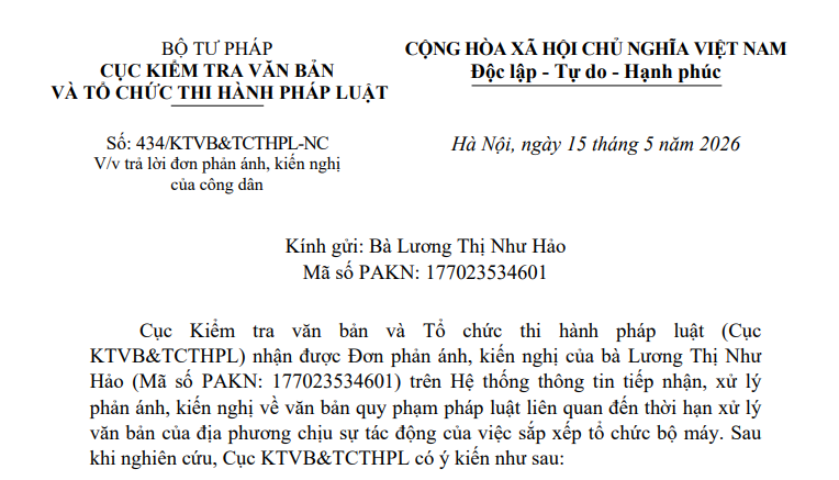 Công văn 434 về thời hạn xử lý văn bản khi sắp xếp tổ chức bộ máy địa phương 