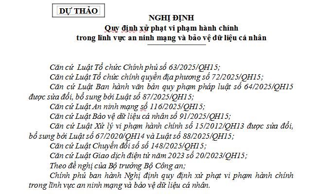 Dự thảo Nghị định xử phạt an ninh mạng và bảo vệ dữ liệu cá nhân