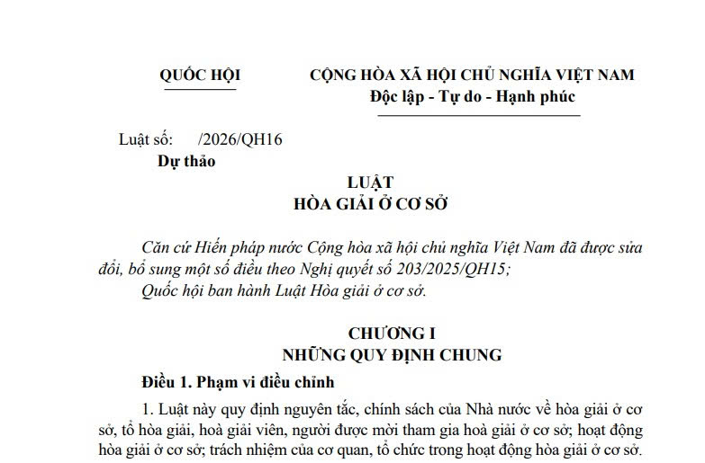 Đã có dự thảo Luật Hòa giải ở cơ sở (sửa đổi)
