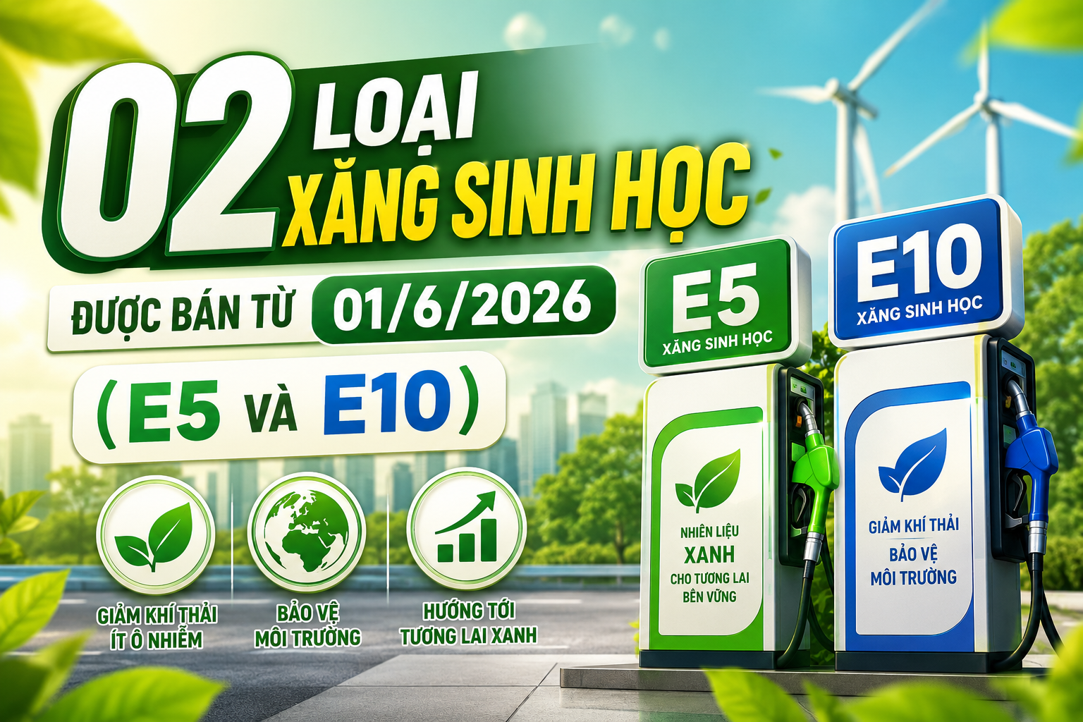 02 loại xăng sinh học được bán từ 01/6/2026 (E5 và E10)