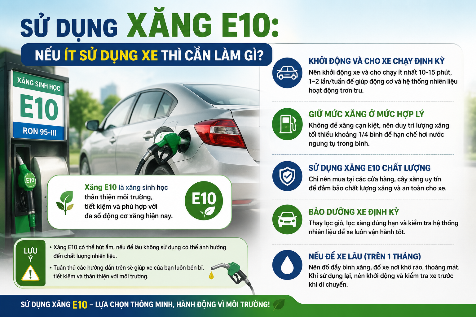 Sử dụng xăng E10: Nếu ít sử dụng xe thì cần làm gì? (Hình ảnh từ Internet)