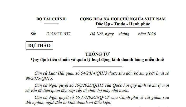 Đã có dự thảo Thông tư tiêu chuẩn và quản lý hoạt động kinh doanh hàng miễn thuế