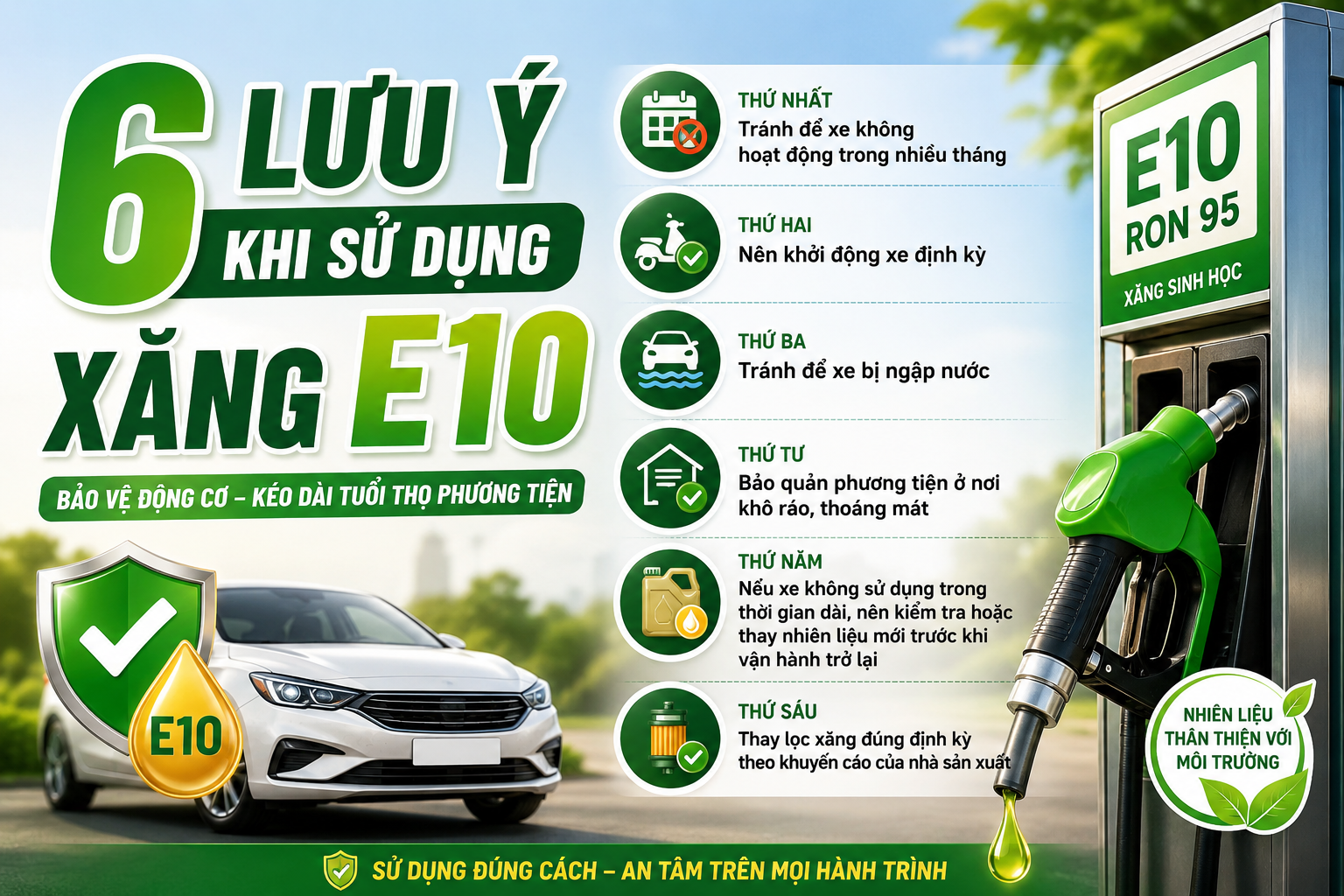 06 lưu ý khi sử dụng xăng E10 theo cẩm nang của Bộ Công Thương