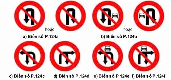 Hình ảnh các biển báo cấm quay đầu xe theo QCVN 41:2024/BGTVT