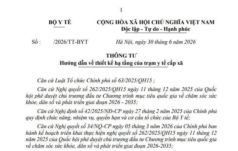 Đã có dự thảo Thông tư hướng dẫn về thiết kế hạ tầng của trạm y tế cấp xã