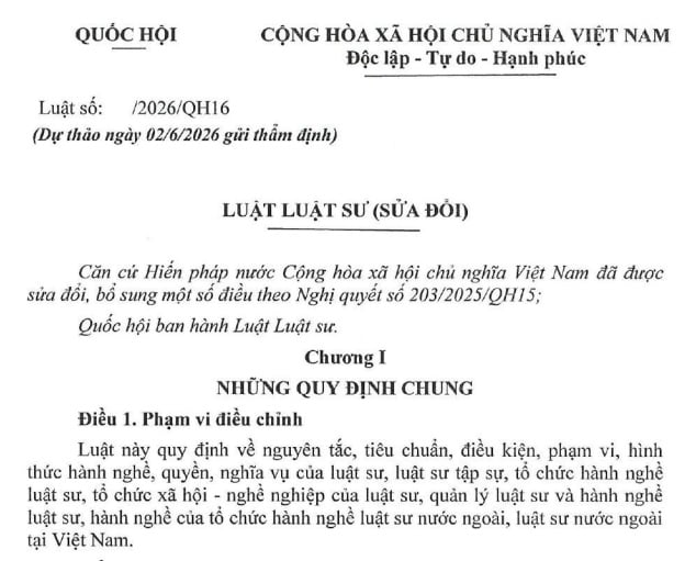 Cập nhật mới dự thảo Luật Luật sư 2026
