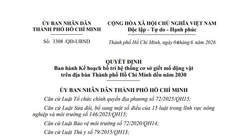 Kế hoạch bố trí hệ thống cơ sở giết mổ động vật tại TPHCM đến năm 2030