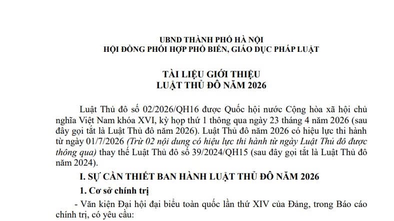 Tài liệu giới thiệu Luật Thủ đô 2026