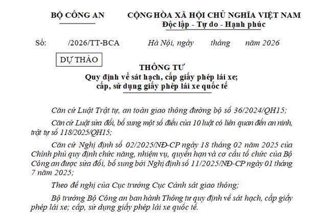 Dự thảo Thông tư mới về sát hạch, cấp giấy phép lái xe