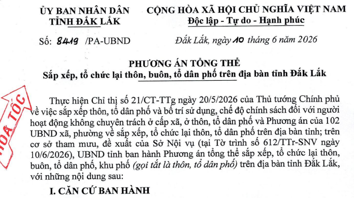 Phương án sắp xếp buôn tổ dân phố năm 2026 tại Đắk Lắk