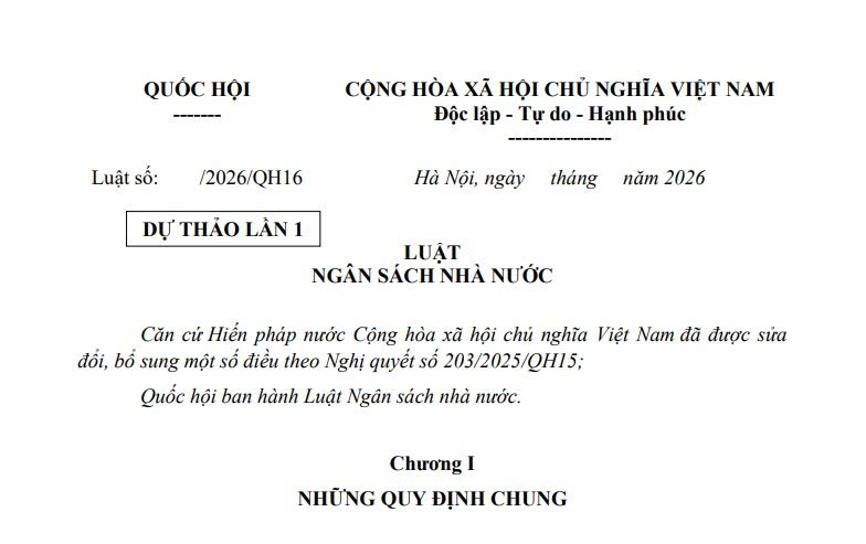 Đã có dự thảo Luật Ngân sách nhà nước (dự thảo lần 1)