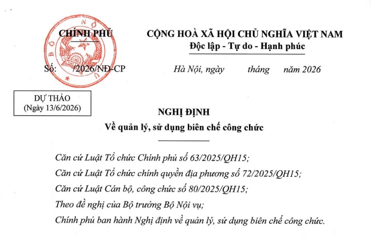 Dự thảo Nghị định về quản lý biên chế công chức (bản thẩm định)