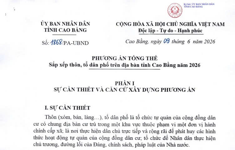 Phương án sắp xếp thôn và tổ dân phố tỉnh Cao Bằng năm 2026