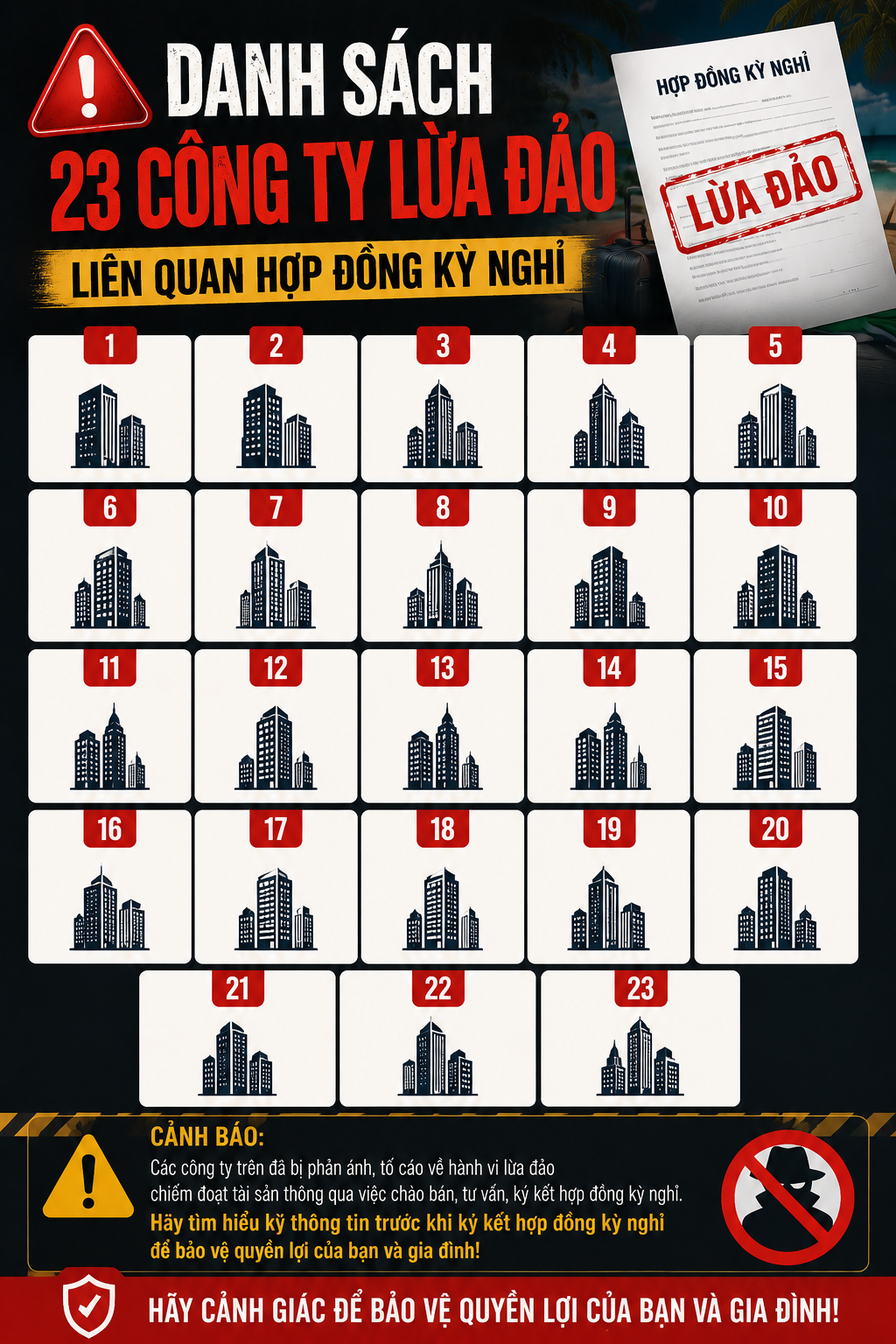 Danh sách 23 công ty lừa đảo liên quan hợp đồng kỳ nghỉ (Hình ảnh từ Internet)