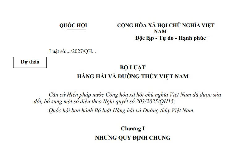 Cập nhật dự thảo Bộ luật Hàng hải và Đường thủy Việt Nam (lần 2)