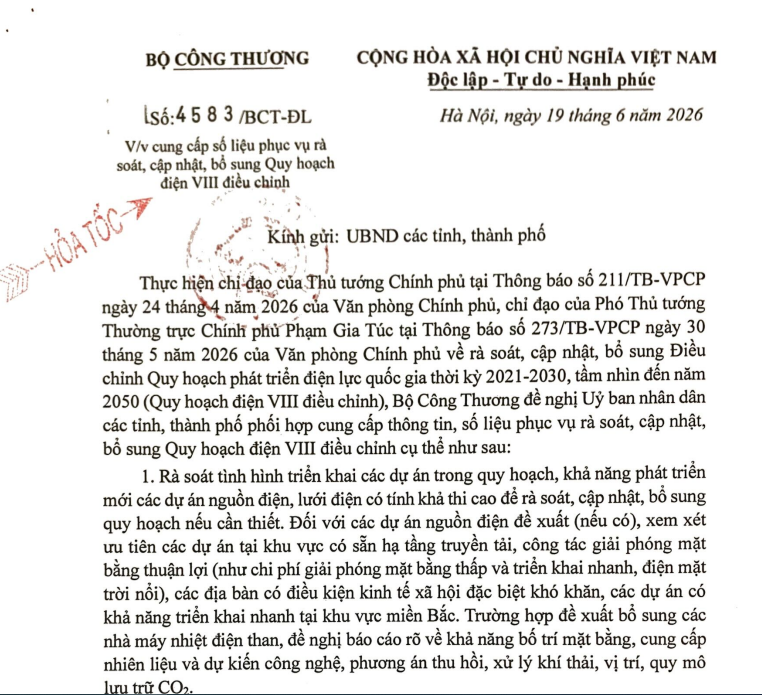 Công văn 4583/BCT-ĐL yêu cầu địa phương rà soát nguồn điện cho Quy hoạch điện VIII (Hình ảnh từ Internet)