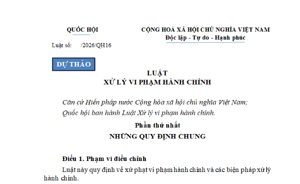 Đã có dự thảo Luật Xử lý vi phạm hành chính (sửa đổi) thay thế Luật Xử lý vi phạm hành chính 2012
