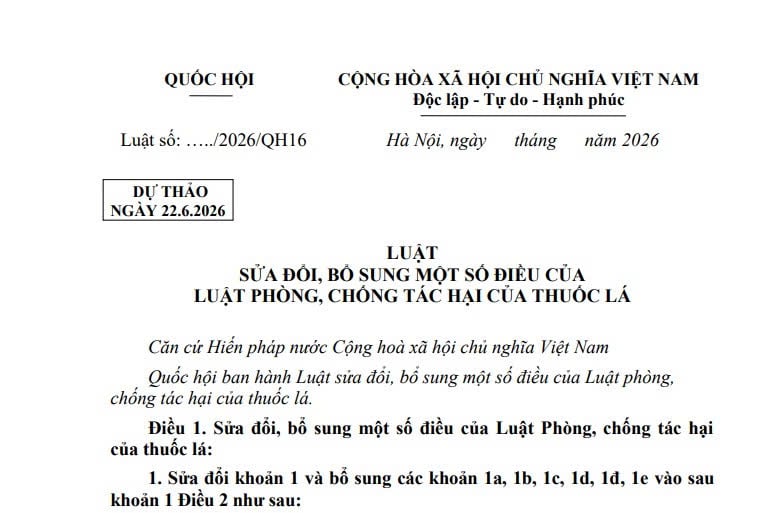 Cập nhật dự thảo Luật sửa đổi Luật Phòng chống tác hại của thuốc lá 