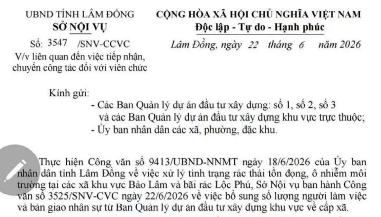 Công văn 3547 tạm dừng tiếp nhận viên chức thành công chức tại Lâm Đồng