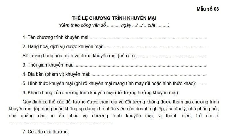 Mẫu thể lệ chương trình khuyến mại mới nhất 2026