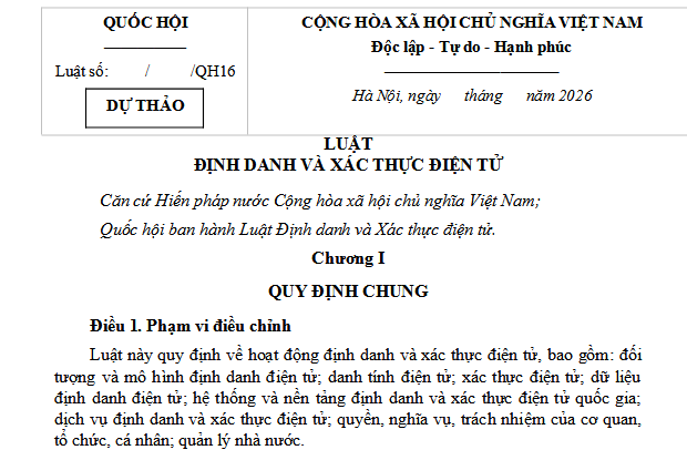 Đã có Luật Định danh và xác thực điện tử mới nhất 2026
