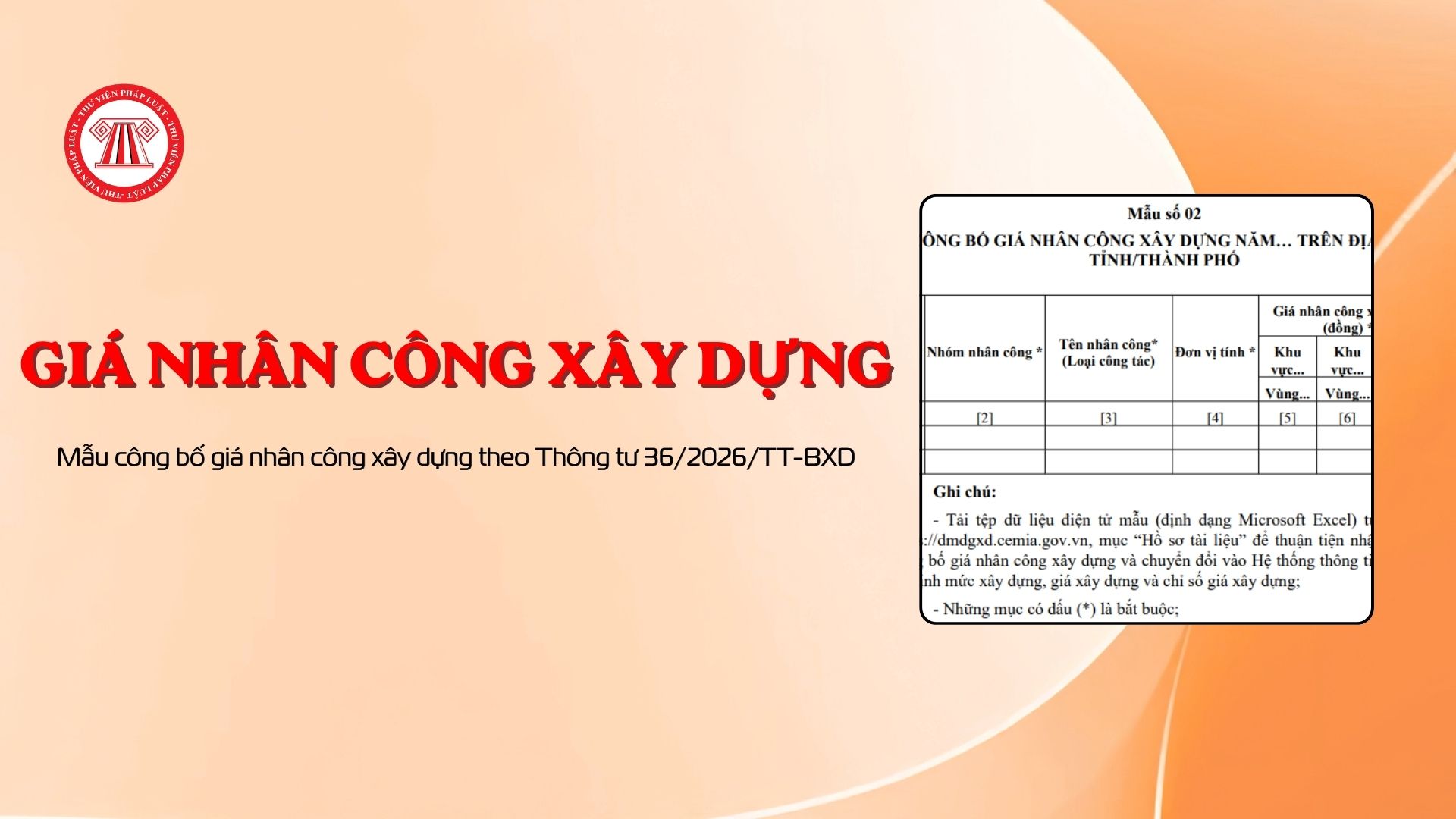 Mẫu công bố giá nhân công xây dựng theo Thông tư 36/2026/TT-BXD