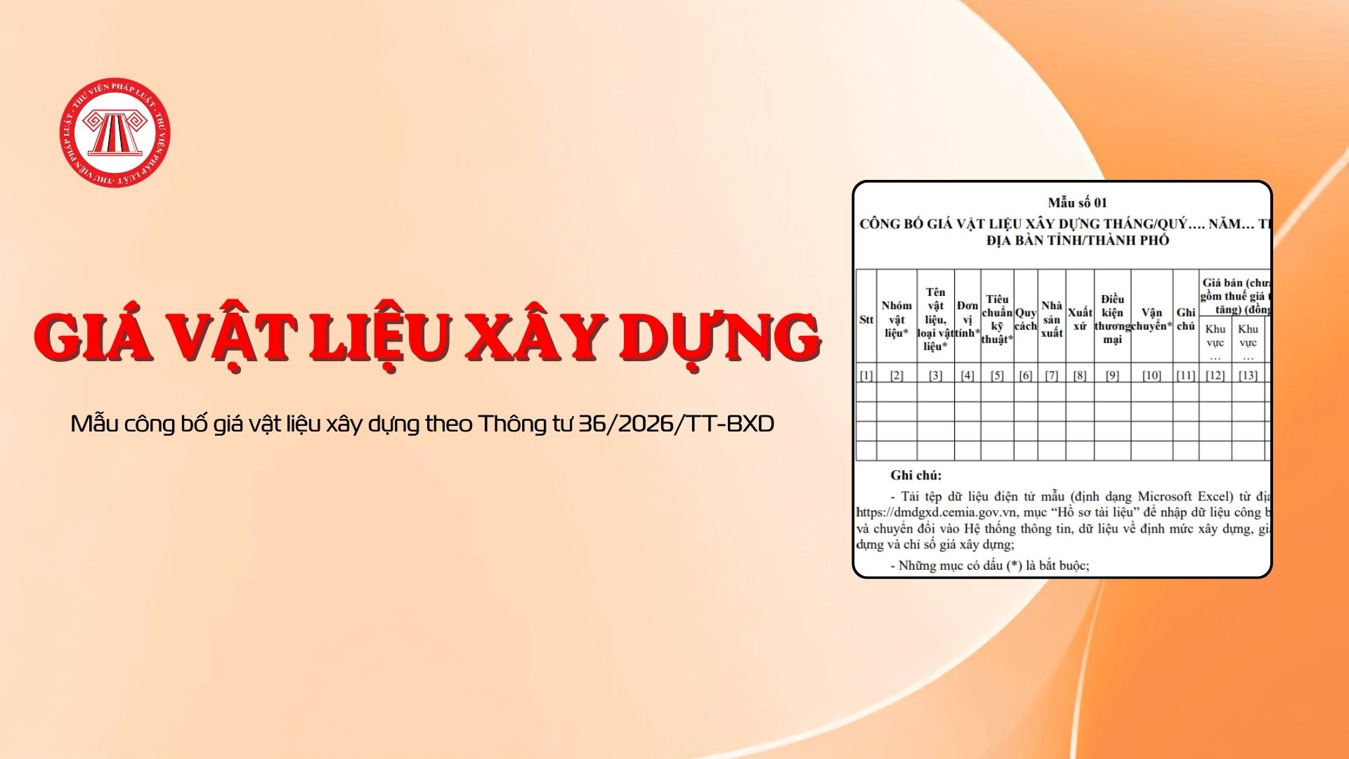 Mẫu công bố giá vật liệu xây dựng theo Thông tư 36/2026/TT-BXD