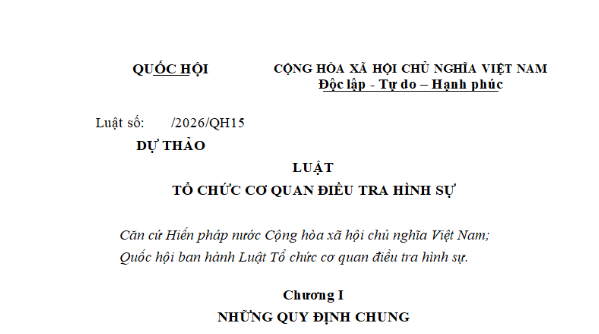 Đã có dự thảo Luật Tổ chức cơ quan điều tra hình sự (sửa đổi)