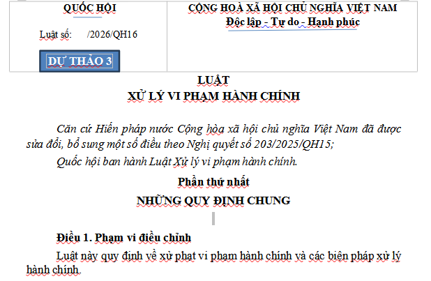 Dự thảo Luật Xử lý vi phạm hành chính (sửa đổi) [Bản mới nhất]