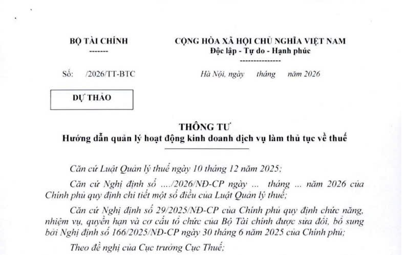 Đã có dự thảo Thông tư quản lý hoạt động kinh doanh dịch vụ làm thủ tục về thuế