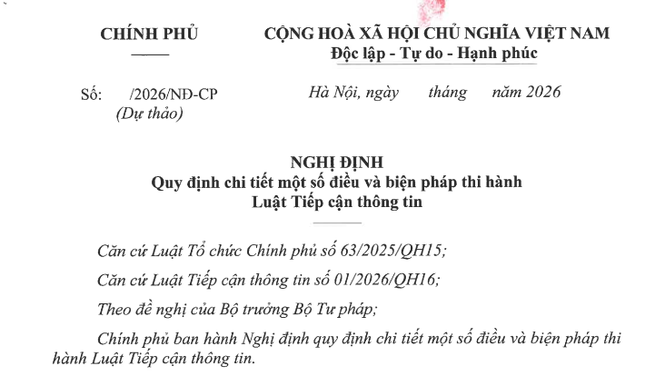 Dự thảo Nghị định hướng dẫn Luật Tiếp cận thông tin