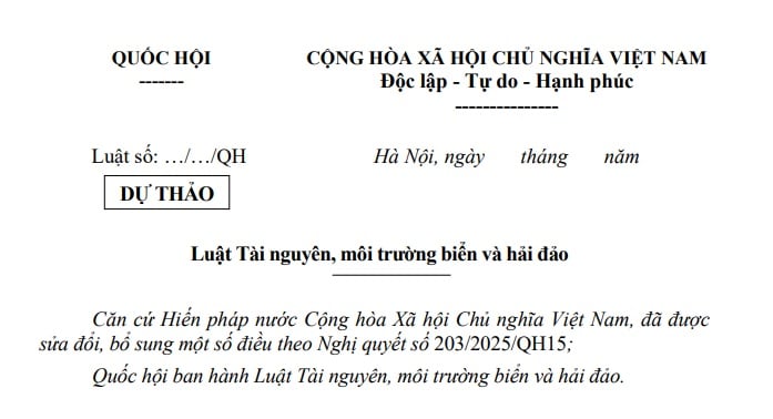 Đã có dự thảo Luật Tài nguyên môi trường biển và hải đảo (sửa đổi)