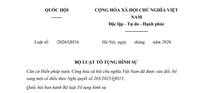 Đã có dự thảo Bộ luật Tố tụng hình sự (sửa đổi)